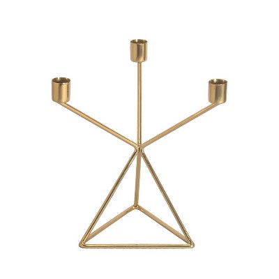 Transpac 9.5 in Gold Metal Triple Candle Holder Elegant Iron Design for Everyday Use