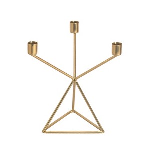Transpac 9.5 in Gold Metal Triple Candle Holder Elegant Iron Design for Everyday Use - 1 of 2