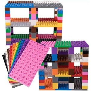 Strictly Briks Classic Big Bricks Tower Set, Rainbow Colors, 12 7.5”x3.75” Base Plates and 96 Assorted Big Bricks, 108 Pieces - 1 of 1