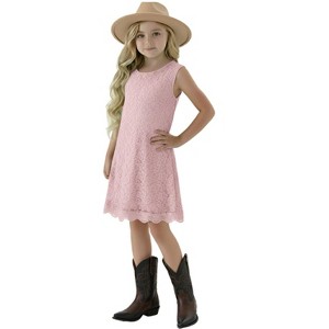 2Bunnies Girls' Boho Rustic Garden Lace Flower Girl Dress - 1 of 4