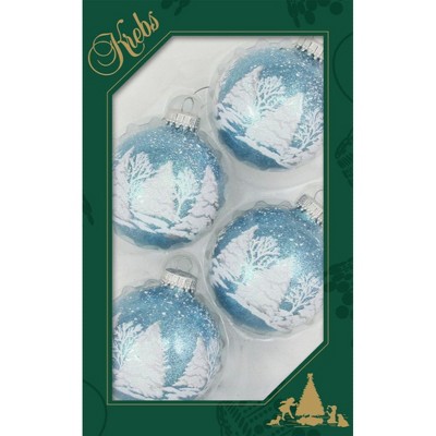 Christmas by Krebs 4ct White and Blue Sparkling Tree Christmas Ball Ornaments 3" (67mm) (Pack of 2)