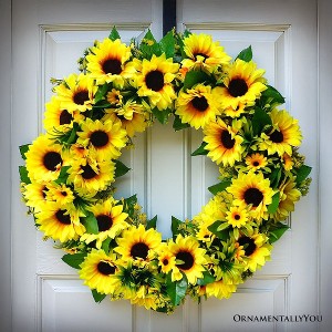 Sunflower Wreath for Front Door or Home, 20 Inches| OrnamentallyYou - 1 of 4