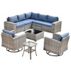 Marlton 9pc Wicker Outdoor Patio Furniture Set Conversation Sofa Sectional with Swivel Chairs and Cushions - 2 of 4