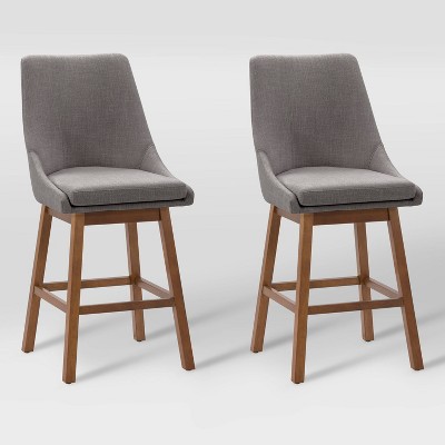 Set of 2 Boston Formed Back Fabric Barstools Light Gray - CorLiving