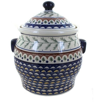 Blue Rose Polish Pottery Evergreen Cookie Jar