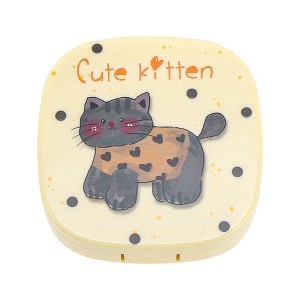Unique Bargains Cartoon Cat Contact Lens Case Yellow 1 Set - 1 of 4