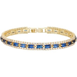 Tennis Bracelets for Women 14K Gold Plated Cubic Zirconia Blue Tennis Bracelet Classic Jewelry Gift Sparkly Rhinestone CZ - 1 of 4