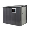 Resenkos Large Metal Storage Shed, Weatherproof Outdoor Garage, Lockable Door, With Window & Sloped Roof, Light Gray - 3 of 4