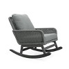 Contemporary Minimalist Chair, Patio Rocking Armrest Sofa, Patio Wicker Rocking Chaise with Polyester Cushions and Wooden Frame-Coolbibila - 3 of 4