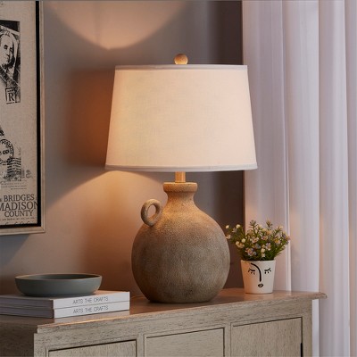 Maxax 24" Rustic Table Lamp, Farmhouse Bedside Lamp with USB Charging Port for Nightstand