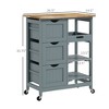 NicBex Mobile Kitchen Island Cart Morden Kitchen Carts on Wheels with Storage, 3 Storage Shelves and 3 Drawer for Kitchen, Gray - 2 of 4