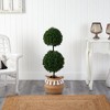 Nearly Natural 3.5-ft Boxwood Double Ball Artificial Topiary Tree in Boho Chic Handmade Natural Cotton Woven Planter with Tassels UV Resistant - 3 of 4