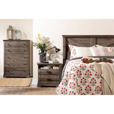 Fall Oak 5-Drawer Vertical Dresser with Metal Knobs