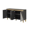Gulches 60inch Retro Buffet Cabinet 4 Door Vintage Sideboard with Dimensional Effect Doors Adjustable Shelves for Dining Room Living Room Gray - 3 of 4