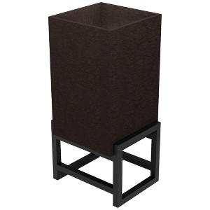 Vioscapes 2pc Square Coffee Bean Husk Metal and Recycled Plastic Outdoor Planter Basket with Stand Brown 10"x10"x24 - 1 of 4