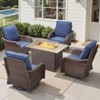 Buenhomino 5 Pieces Patio Furniture Set with Fire Pit Table - 4 Outdoor Swivel Rocker Chairs with 50000 BTU Propane Fire Pit Table - 2 of 4