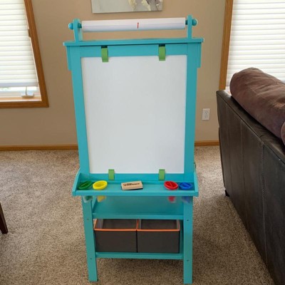 Qaba Art Easel for Kids with Paper Roll, 3 in 1 Toddler Painting Easel with  Blackboard, Whiteboard, Storage Baskets, Green