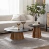 CAVINAS Round Coffee Table,Living Room Tables with Tree Bark Pattern,Pedestal Base,Black MDF Desktop,Wooden Tea Table for Living Room, - 2 of 4