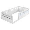 JUJABU Twin Wood Floor Bed Frame with High Rails, Built-In Light & Storage Shelf for Kids - 2 of 4