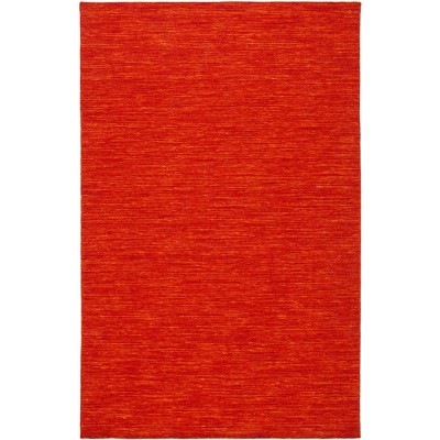 Handmade Red and Rust Wool Cotton 8' x 10' Flat Woven Rug