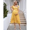 Maternity Dress with V-Neck & Tie Waist - Women's Short Sleeve High Waist Pregnancy Dress - 2 of 4
