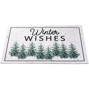 Northlight Pine Trees "Winter Wishes" Christmas Doormat 29" x 17" - 1 of 4