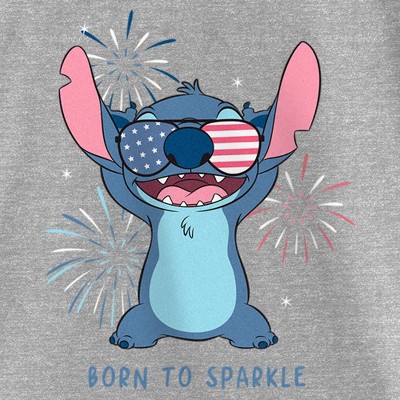 Lilo & Stitch Girl's Lilo & Stitch Born to Sparkle Stitch T-Shirt - Athletic Heather - X Large — фото 2