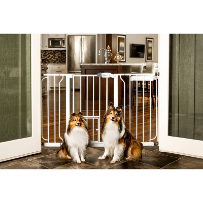 extra wide gate with small pet door