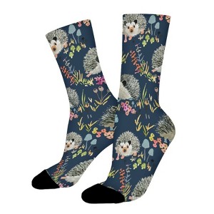 Hedgehog Women Printed Crew Socks Funny Funky Socks Soft Polyester Novelty Gifts for Artists Men - 1 of 1