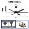 Airsurfer 60"/65" Matte Black LED Ceiling Fan with Remote, 6-Speed Reversible Motor, 3-Color Light & Memory Function - 3 of 4