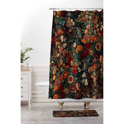Exotic Garden Night Floral Fabric Shower Curtain, 71" x 74"