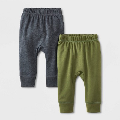 Baby Boys' 2pk French Terry Jogger Pants Set - Cat & Jack™ Charcoal Gray/Olive Newborn