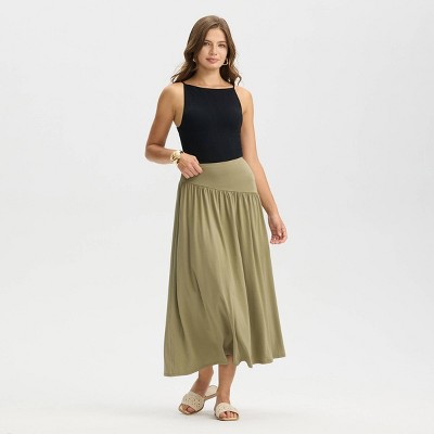 Women's Ruched Midi A-Line Skirt - A New Day™