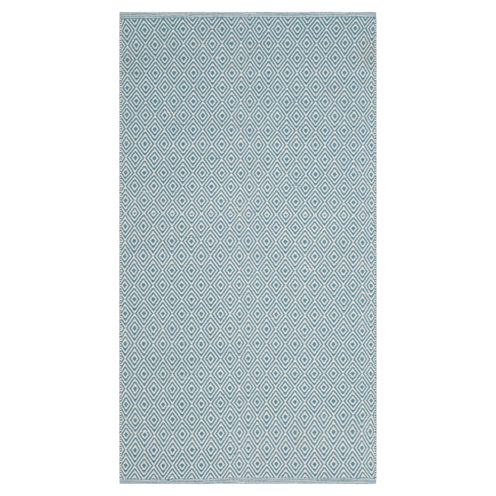 3'x5' Ivory/Light Blue Stripe Flatweave Woven Accent Rug - Safavieh