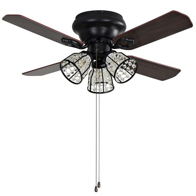 Pearla Ceiling Light Fan - Matte Black - Safavieh