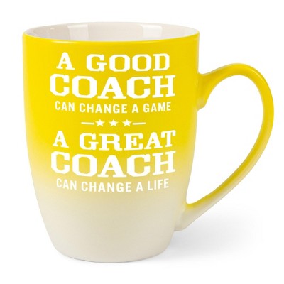 Elanze Designs Inspirational Appreciation Coffee Cup Mug 12 Ounce Ceramic With Ombre Gradient Good Coach Great Coach Yellow and White