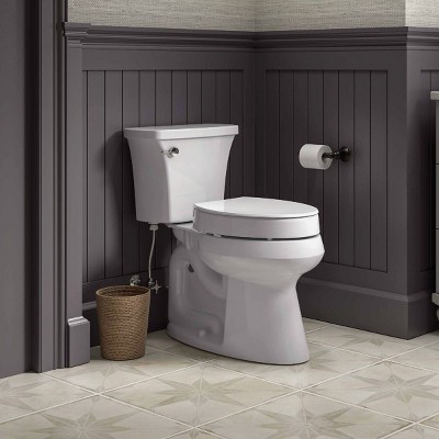 Hyten White Elevated Elongated Quiet-Close Toilet Seat