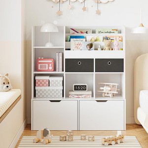Toy Storage Organizer 47.8?Inch Kids Bookshelf with Drawers and Cubbies, Modern Wooden Bookcase for Playroom, Classroom, or Nursery - 1 of 4