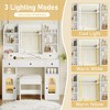 TiramisuBestVanity Desk with LED Mirror and Lights, Glass Top Vanity with RGB Glass Light Cabinets, with 5 Drawers ,Storage Shelves and Stool - 3 of 4