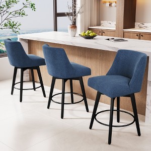 Dyonery 26" Swivel Counter Height Bar Stools with Backrests, Upholstered Seats & Wood Legs for Kitchen Island - 1 of 4
