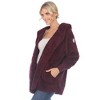 Women's Plush Hooded Cardigan with Pockets - White Mark - 2 of 4