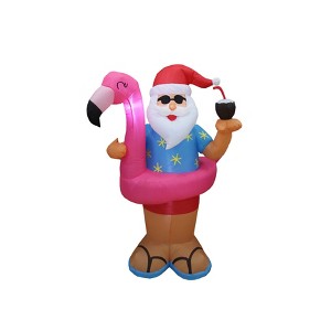 A Holiday Company 6ft Tall Beach Party Santa, 6 ft Tall, Multi - 1 of 4