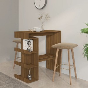 vidaXL Bar Table with Storage Rack Brown Oak 39.4 in.x19.7 in.x40 in.Engineered Wood - 1 of 4