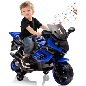 Kids 6V Ride On Motorcycle, Battery Powered Ride On Toys with Treaded Tires, Working Headlight, Horn, Music, Training Wheels - 1 of 4