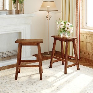 Anybear Farmhouse Rustic 2-piece Counter Height Wood Kitchen Dining Stools for Small Places - 1 of 3