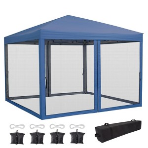Canopy 10 x 10 FT Pop Up, Canopy with Mosquito Netting, Wheeled Carry Bag, Heavy Duty Sun Shade for Patio, Backyard - 1 of 4