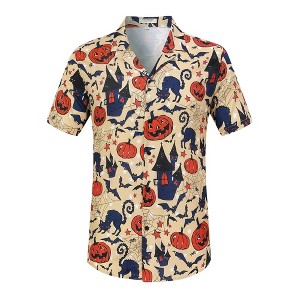 BLUEMING Men's Hawaiian Shirt Short Sleeve Floral Button Down Shirts Hot Holiday Beach Shirts - 1 of 4