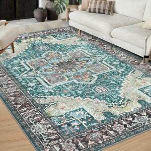 Vintage Medallion Throw Rug - Non-Slip, Machine Washable Area Rug for Living Room, Bedroom, Kitchen,Gift for Home Decor - 1 of 4