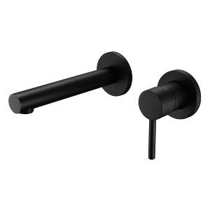 Sumerain Matte Black Wall Mount Bathroom Sink Faucet Modern Lavatory Vessel Faucet Single Handle - 1 of 4