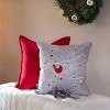 17"x17" Velvet Christmas Cardinal Square Throw Pillow Gray - Pillow Perfect - 4 of 4
